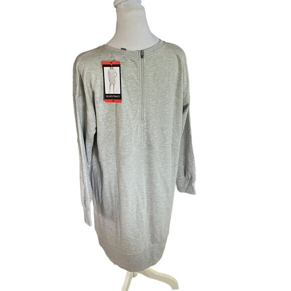 NWT Ellen Tracy Gray Long Sleeve Tunic Sweatshirt Dress Medium Women's - Picture 2 of 5